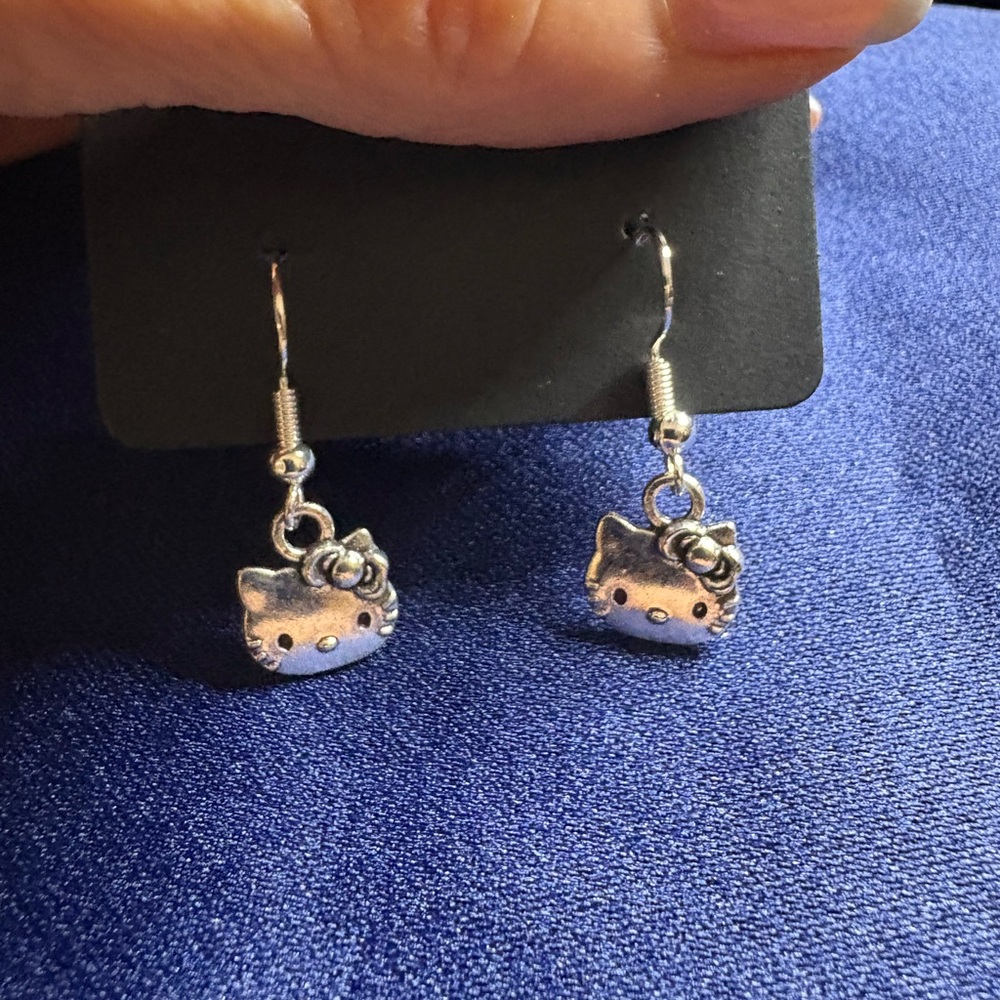 Earrings Hello Kitty by Sanrio Company 925 Sterling Silver Drop Dangle - Picture 7 of 7